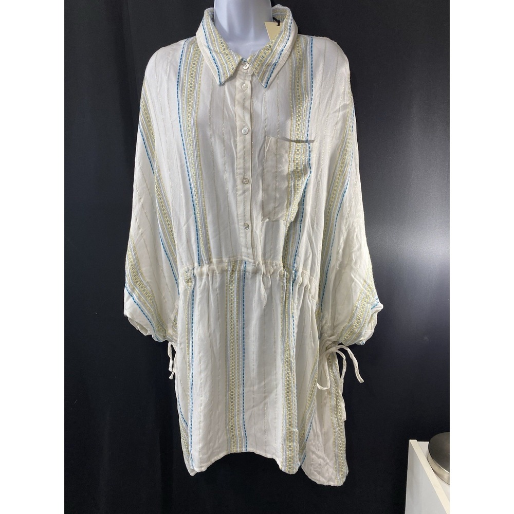 Elan Dobbie Womens Shirt Dress Beach Cover Up Size Large Coastal Bohemian Beach